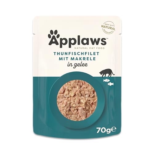 Applaws Premium Natural Katzenfutter Nass, Thunfisch mit Makrele in Gelee 70g Beutel (16x70g) von Applaws