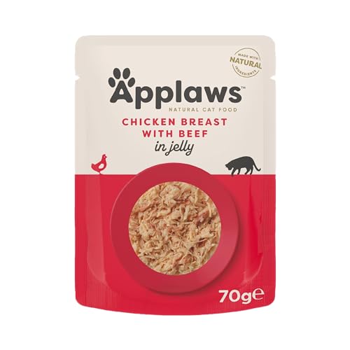 Applaws Natural Cat Food, Chicken with Beef in Jelly Pouch, 70 g (Pack of 16) von Applaws