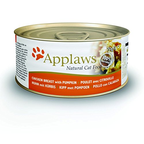 Applaws Dosenfutter für Katzen, Hähnchenbrust und Kürbis, 24 x 70 g, 1680 g von Applaws