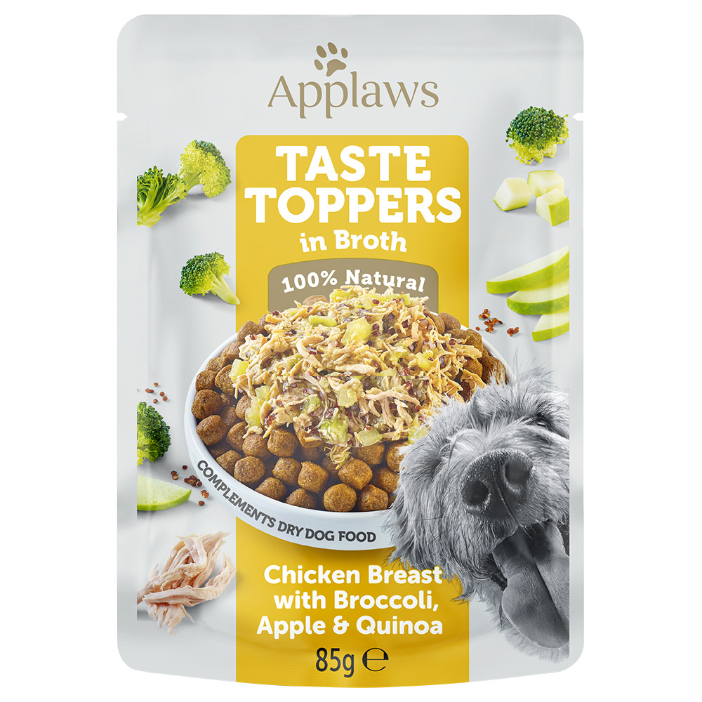 Applaws Taste Toppers Pouch in Brühe 12 x 85 g - Huhn mit Brokkoli, Apfel und Quinoa von Applaws