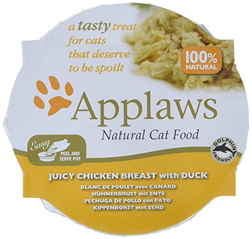 Applaws Katze Schale, saftiger Hühnerbrust mit Ente, 10er Pack (10 x 60 g) von Applaws