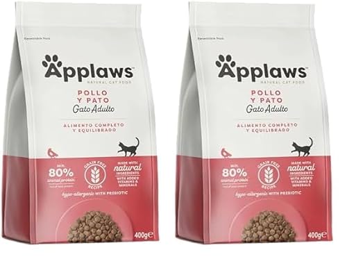 Applaws Katzentrockenfutter Adult, Huhn mit Ente, getreidefrei und komplett 400g (1 Packung) (Packung mit 2) von Applaws