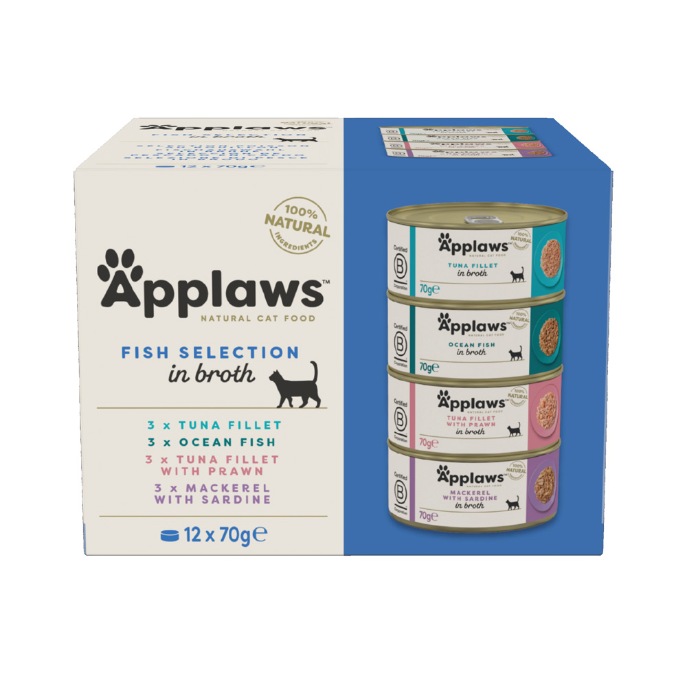 Applaws Adult Dose Mix 12 x 70 g - Mixpaket Fisch in Brühe (4 Sorten) von Applaws