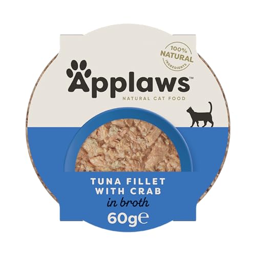 Applaws Premium Natural Katzenfutter Nass, Thunfischfilet mit Krabben, 60g Topf (10 x 60 g Packung) von Applaws