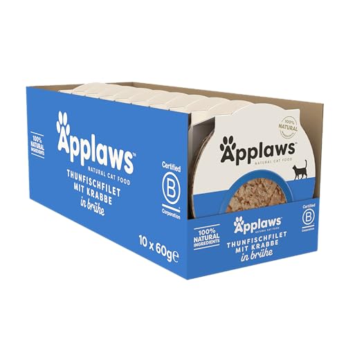 Applaws Premium Natural Katzenfutter Nass, Thunfischfilet mit Krabben, 60g Topf (10 x 60 g Packung) von Applaws
