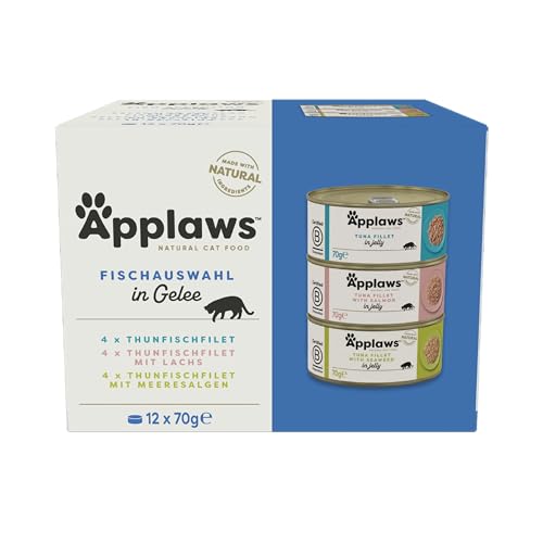 Applaws Natural Wet Cat Food Fish Selection in Jelly (Pack of 12 x 70g Tins) von Applaws