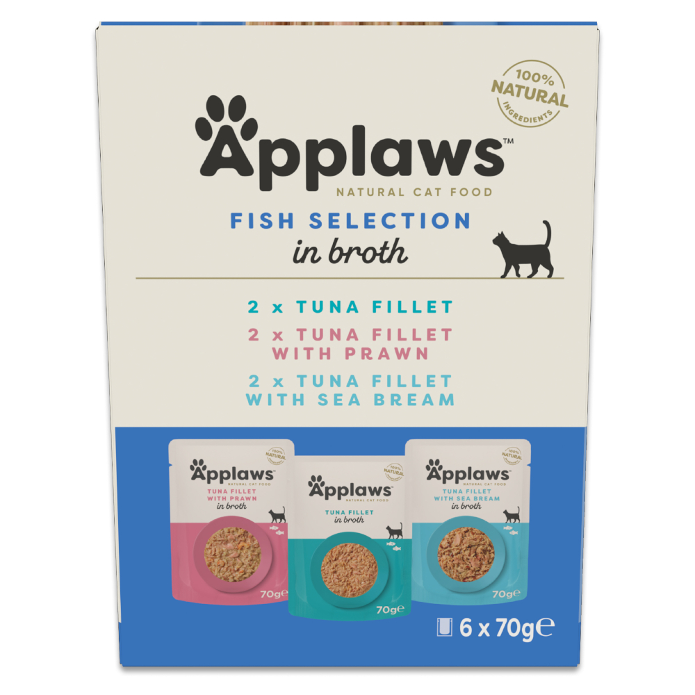 Applaws Pouch mit Brühe Mix 12 x 70 g - Mixpaket Thunfisch (3 Sorten) von Applaws