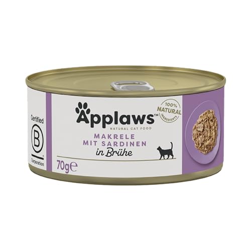 Applaws Premium Katzennassfutter, Makrele mit Sardinen 70g Dose (24x70g) von Applaws