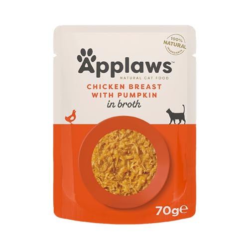 Applaws Premium Natural Katzenfutter Nass, Hühnerbrust und Kürbis in Brühe 70g Portionsbeutel (12x70g ) von Applaws