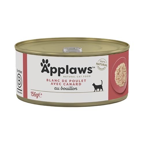 Applaws Premium Natural Katzenfutter Nass, Huhn mit Ente in Brühe 156g Dose (24x156g) von Applaws