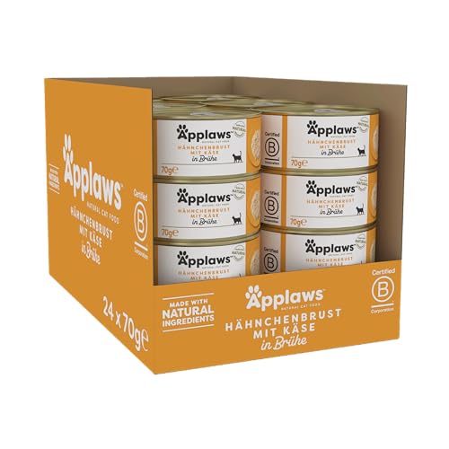 Applaws 100% natürliches Premium-Nassfutter für Katzen, Hühnerbrust mit Käse in Brühe - 70g Dose von Applaws