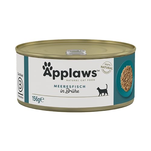 Applaws Premium Natural Katzenfutter Nass, Meeresfisch in Brühe 156g Dose (24x156g) von Applaws