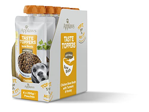 Applaws Taste Toppers 100% natürliche Hundefutter Topper, Hühnerbrühe für trockene Hundefutter 6 x 200g Beutel von Applaws