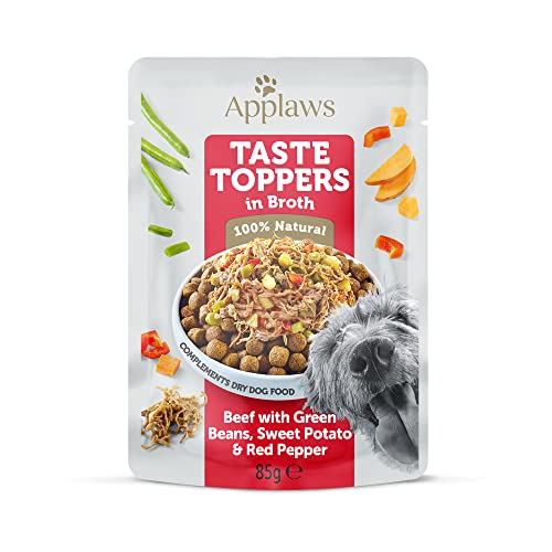 Applaws Taste Toppers 100% natürliche Wet Hundefutter Topper, getreidefreies Rindfleisch mit Gemüse in Brühe 85g Beutel (12 x 85g Beutel) von Applaws