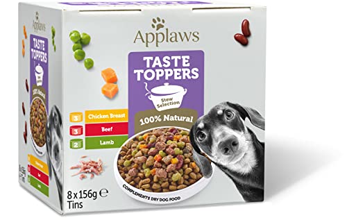 Applaws Premium Natürlich Nassfutter für Hunde, Getreidefrei Huhn, Rind, Lamm Selection mit Gemüse im Eintopf 8 x 156g Dose von Applaws