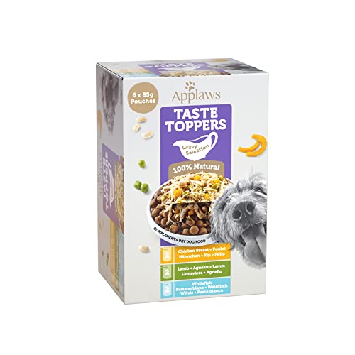 Applaws Premium Natural Nassfutter für Hunde, getreidefreie Auswahl an Huhn und Fisch in Sauce, Futter-Topping für Hunde 6 x 85g Packung von Applaws