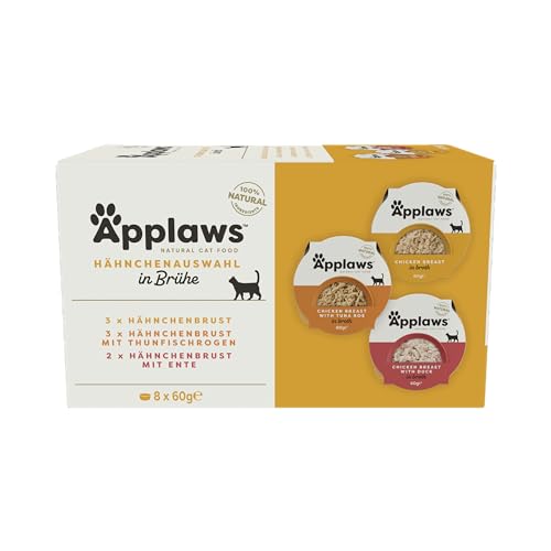 Applaws Premium Katzennassfutter, Sorte Huhn in Brühe, 60g Topf (Packung mit 8 x 60g Topf) von Applaws