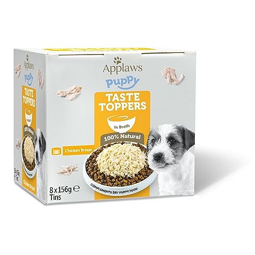 Applaws Wet Puppy Food, Hühnerbrust mit Reis in Brühe für Junge Hunde - Packung mit 8 x 156g Dosen von Applaws
