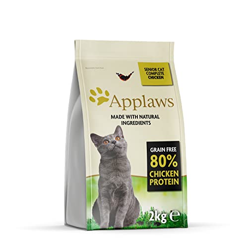 Applaws getreidefreies Katzentrockenfutter mit Huhn für ausgewachsene Katzen Senior, natürlich und vollwertig (2kg Packung) von Applaws