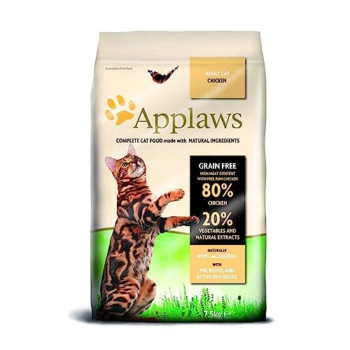 Applaws getreidefreies Katzentrockenfutter mit Huhn für ausgewachsene und reife Katzen, natürlich und vollständig (1x 7,5kg Packung) von Applaws