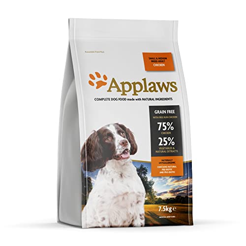 Applaws natürliche komplette trockene Hundefutter für Erwachsene kleine/mittlere Rasse Hunde, Huhn, 7,5 kg (Packung mit 1) von Applaws