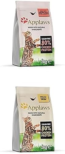 Bundle of Applaws Chicken and Salmon Adult Cats Dry Food, 2 Kg + Chicken for Adult and Mature Cats, Natural and Complete (1 x 2 kg Pack) von Applaws