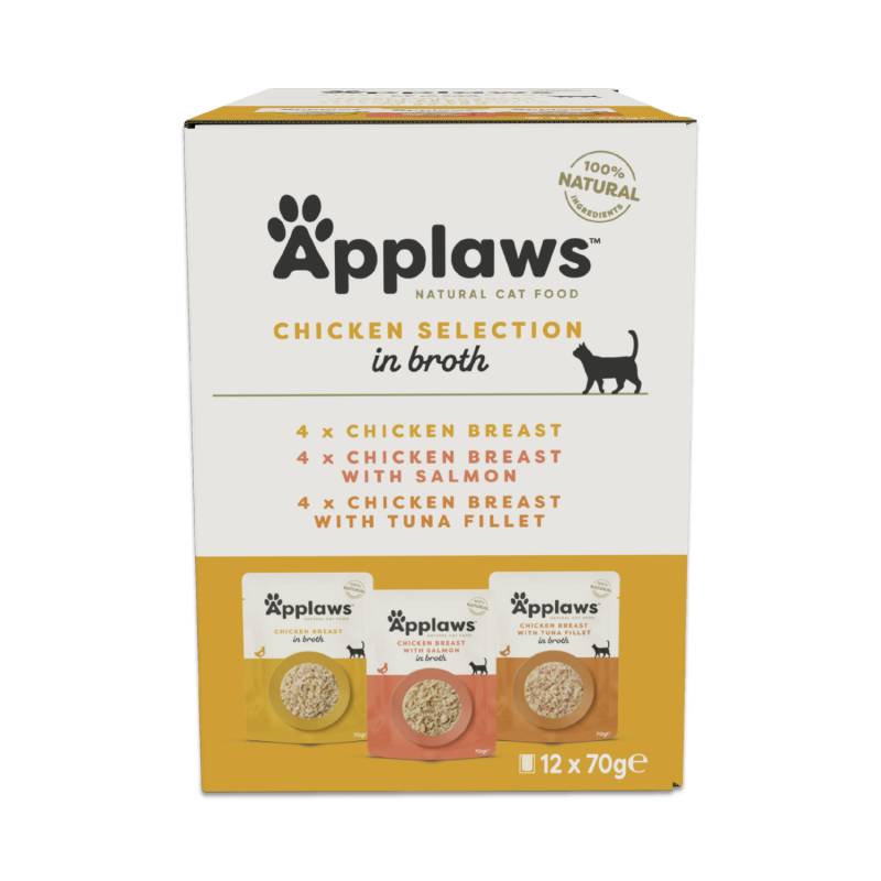 Probierpaket Applaws Pouch mit Brühe Mix 12 x 70 g - Mixpaket Hühnchen 3 (3 Sorten) von Applaws