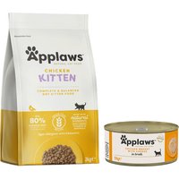 Probierpaket Applaws Trocken- & Nassfutter - 2 kg Kitten-Trockenfutter + 6 x 156 g Hühnchenbrust & Käse von Applaws