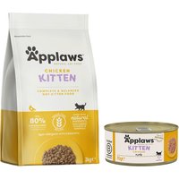 Probierpaket Applaws Trocken- & Nassfutter - 2 kg Kitten-Trockenfutter + 6 x 70 g Hühnchenbrust für Kitten von Applaws