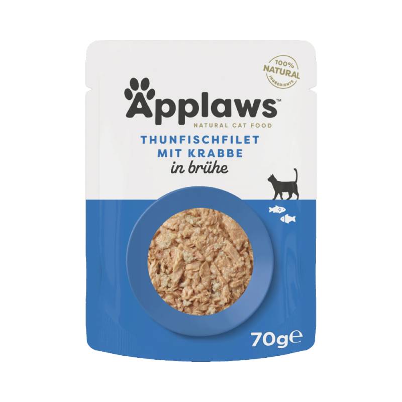 Sparpaket Applaws Cat Natural in Brühe 24 x 70 g - Thunfischfilet mit Krabben von Applaws
