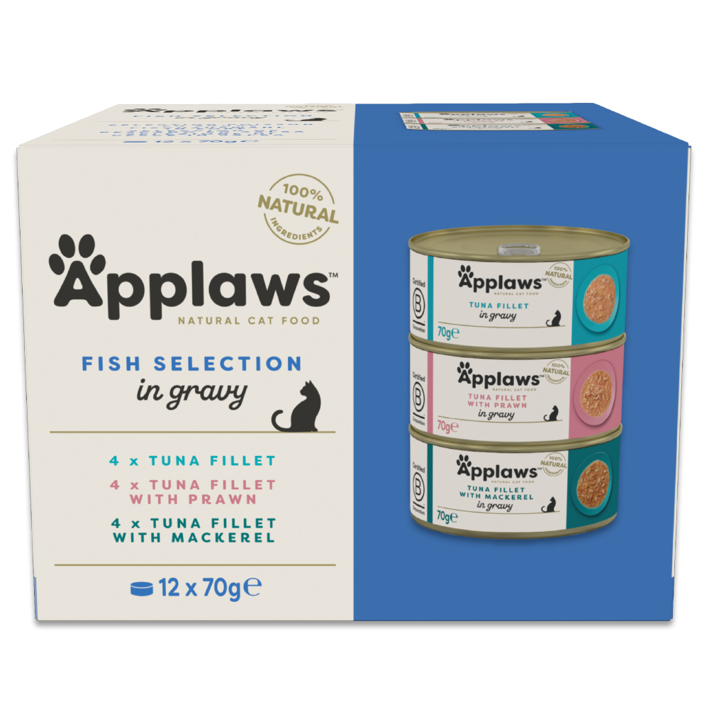 Sparpaket Applaws Cat in Soße 12 x 70 g - Mixpaket (3 Sorten) von Applaws