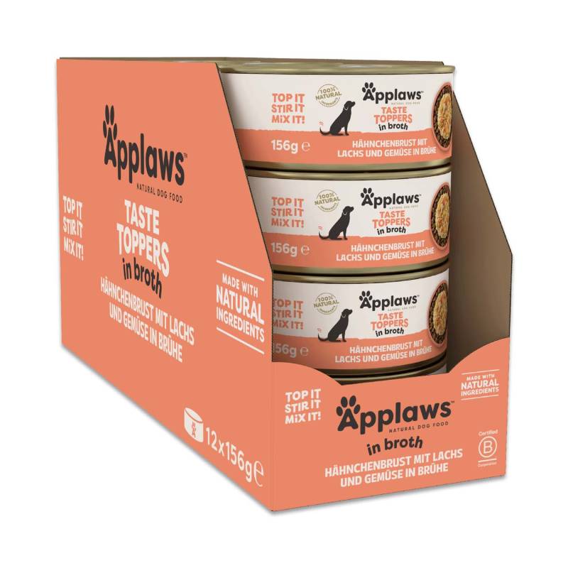 Sparpaket Applaws Taste Toppers Natural in Brühe 24 x 156 g - Huhn mit Lachs Sparpaket Applaws Taste Toppers Natural in Brühe 24 x 156 g - Huhn mit Lachs von Applaws