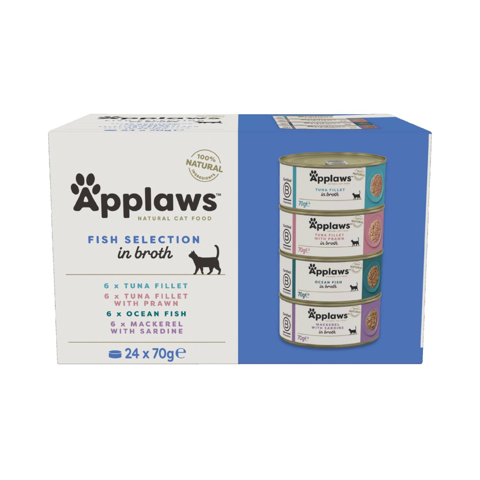 Sparpaket Applaws in Brühe 48 x 70 g - Fischauswahl (4 Varianten) von Applaws