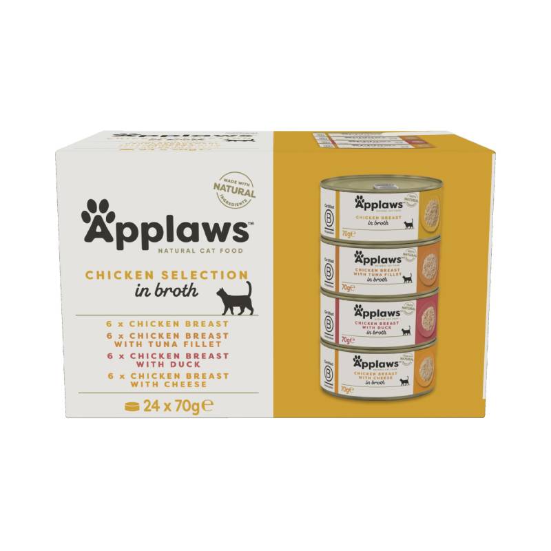 Sparpaket Applaws in Brühe 48 x 70 g - Hähnchenauswahl (4 Varianten) von Applaws