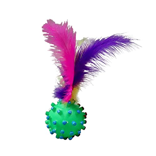 Appoo Interaktiver Ball mit Katzenfedern | Peppy Pet Ball für Katze und kleinen Hund, interaktive Bunte Federbälle | Bunte Chase Pounce Toys Bälle, Haustiere trainieren Kaugeschenke, langlebig von Appoo