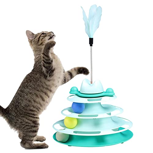 Appoo Interaktives Katzen-Teaser-Spielzeug | Vierstufiges drehbares Spielzeug für Hauskatzen - Kitten Tower Roller Toys aus umweltfreundlichem PP, sicher und harmlos für Indoor-Katzen, um Spaß von Appoo