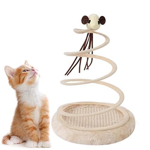 Appoo Interaktives Katzenspielzeug,Plüschkatze Federspielzeug mit lustiger Kugelfischmaus | Kreatives Katzen-Kätzchen-Spielzeug mit rotierender Feder für mehr Bewegung und endlose Unterhaltung von Appoo