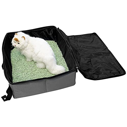 Appoo Tragbare Katzentoilette, Zusammenklappbarer Reise-Abfallbehälter bedeckt, Haustierbedarf für Katzen, tragbarer Toilettenstreubehälter für einfache Autofahrten mit Katzen von Appoo