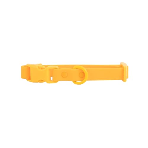 Approved by Fritz Strapazierfähiges, wasserdichtes, weiches Hundehalsband, Orange und Gelb, D-Ring aus Stahl zur Befestigung der Leine, für kleine, mittelgroße und große Hunde (Größe S) von Approved by Fritz