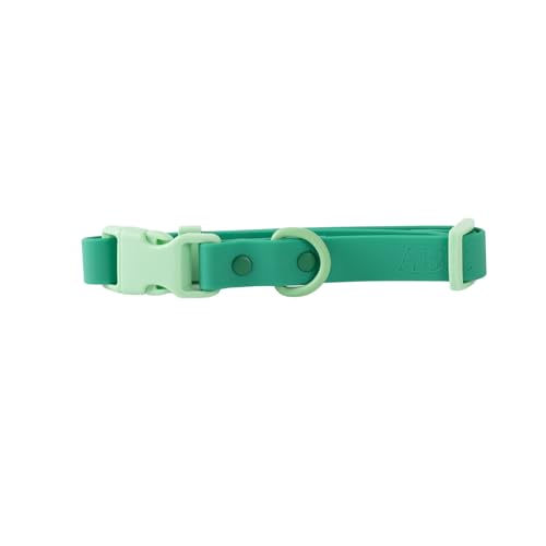Approved by Fritz Strapazierfähiges, wasserdichtes weiches Hundehalsband, grün, D-Ring aus Stahl zur Befestigung der Leine, für kleine, mittelgroße und große Hunde (Größe S) von Approved by Fritz