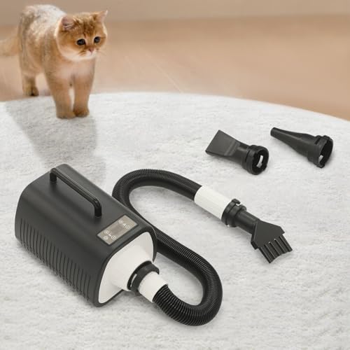 Apriltop 2100W Haustier Föhn, Temperatureinstellbereich 25–60 °C, Hunde Gebläse mit LED Anzeige, für Privathaushalte, Tierhandlungen, Tierkliniken (Schwarz) von Apriltop