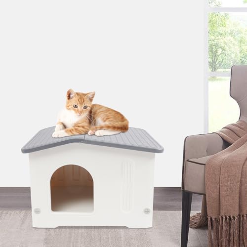 Apriltop 58x45x42 cm Katzenhaus Indoor Outdoor, Tragfähigkeit bis zu 7,5 Kg, Katzenunterstand für Schlafzimmer, Wohnzimmer, Balkone, Zoohandlung, Grau und Weiß Apriltop 58x45x42 cm Katzenhaus Indoor Outdoor, Tragfähigkeit bis zu 7,5 Kg, Katzenunterstand für Schlafzimmer, Wohnzimmer, Balkone, Zoohandlung, Grau und Weiß von Apriltop