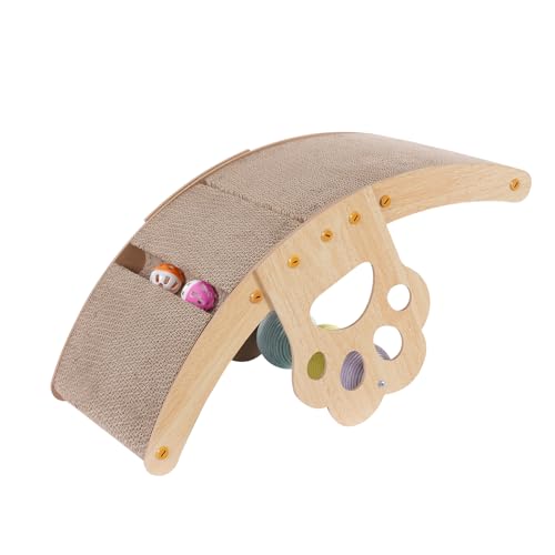 Apriltop 59 * 26 * 30cm Kratzbrett für Katzen, Katze Kratzer Bett mit 4* Bell Balls und 3* Spinning Balls, für Wohnräume, Zoohandlung Apriltop 59 * 26 * 30cm Kratzbrett für Katzen, Katze Kratzer Bett mit 4* Bell Balls und 3* Spinning Balls, für Wohnräume, Zoohandlung von Apriltop