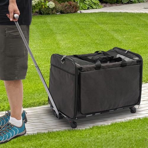 Apriltop Haustier Transportbox mit 4 Rädern, Katzen Transporttasche für 2 Katzen mit Mehrfachtaschen, Trolley für Katzen Hund, Belastung 17,5Kg, mit Schallwand, Matten, Schulterriemen, Schwarz Apriltop Haustier Transportbox mit 4 Rädern, Katzen Transporttasche für 2 Katzen mit Mehrfachtaschen, Trolley für Katzen Hund, Belastung 17,5Kg, mit Schallwand, Matten, Schulterriemen, Schwarz von Apriltop