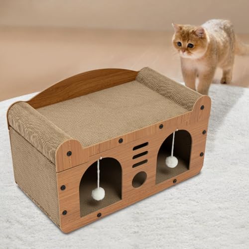 Apriltop Katzenhaus Indoor mit Spielbällen, Kleintierhaus für Wohnzimmer, Schlafzimmer, Zoohandlung, Braun, 2 Tür, 56 * 30 * 30Cm Apriltop Katzenhaus Indoor mit Spielbällen, Kleintierhaus für Wohnzimmer, Schlafzimmer, Zoohandlung, Braun, 2 Tür, 56 * 30 * 30Cm von Apriltop