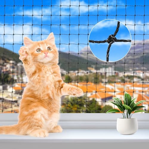 Apritsce Katzennetz Balkon, 8 X 3 M Katzenschutz Balkon, Katzennetz für Balkon Drahtverstärkt, Katzennetz mit Befestigungsseil und Zubehör, Katzenzaun für Balkone, Terrassen und Fenster von Apritsce