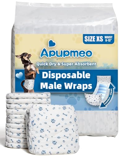 Apupmeo Einweg-Wickel für männliche Hunde, Größe XS, 50 Stück von Apupmeo