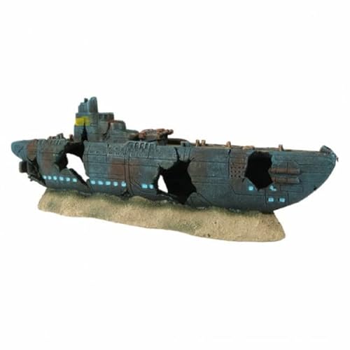 Aqua Della, Dekoration für Aquarium, versunkenes Schiff 2 25 x 10,5 x 11,5 cm, in Polyesterharz, ungiftiger und neutraler pH, geeignet für frisches und gesalzenes Wasseraquarium von Smurfs AquaDella