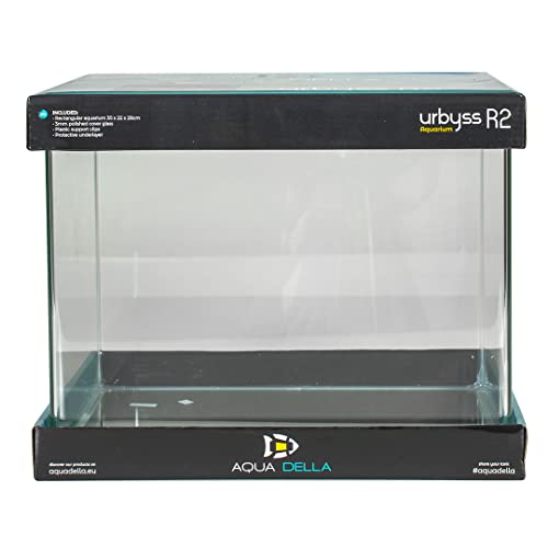 Aqua Della, Urbyss Aquarium, 35 x 22 x 28 cm, rechteckiges Aquarium mit gebogenem und poliertem Glas, 5 mm, Schutzglas, 3 mm, poliertes Schutzglas aus Kunststoff, Schutzmatte von Smurfs AquaDella