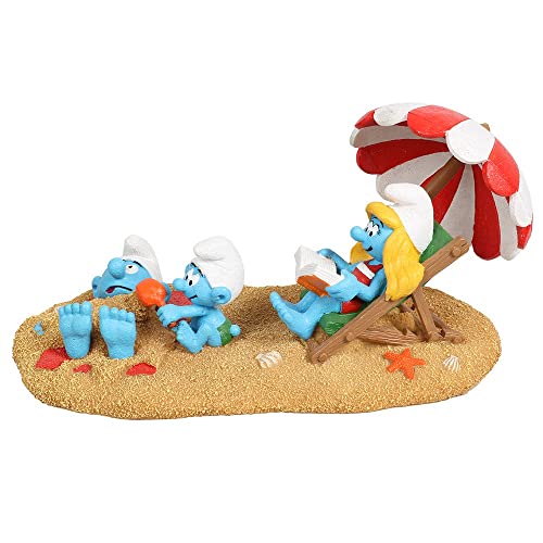 Aquadella, Figur Schlümpfe, Strand, Schlümpfe & Baby, sehr detailliert und hergestellt aus Polyesterharz, ungiftig und pH-neutral, für Süß- und Meerwasseraquarien von Smurfs AquaDella